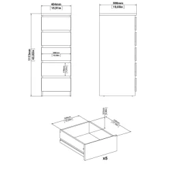 Ladekast Luna Eiken - 41x112x50 cm