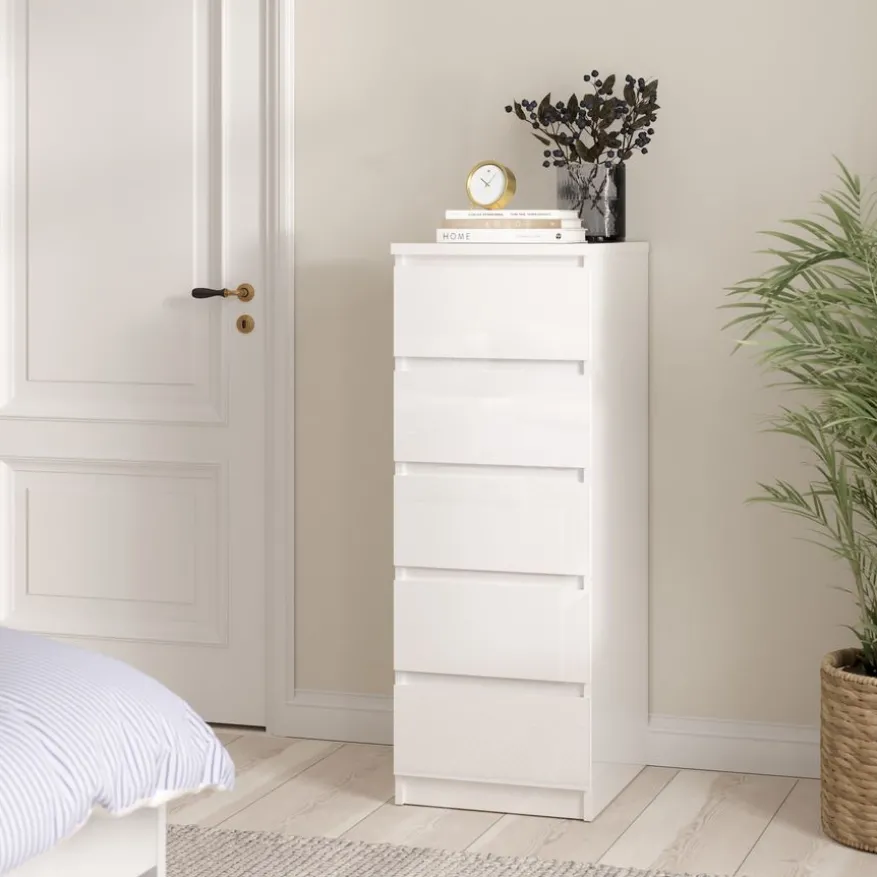 Ladekast Luna Hoogglans Wit - 41x112x50 cm
