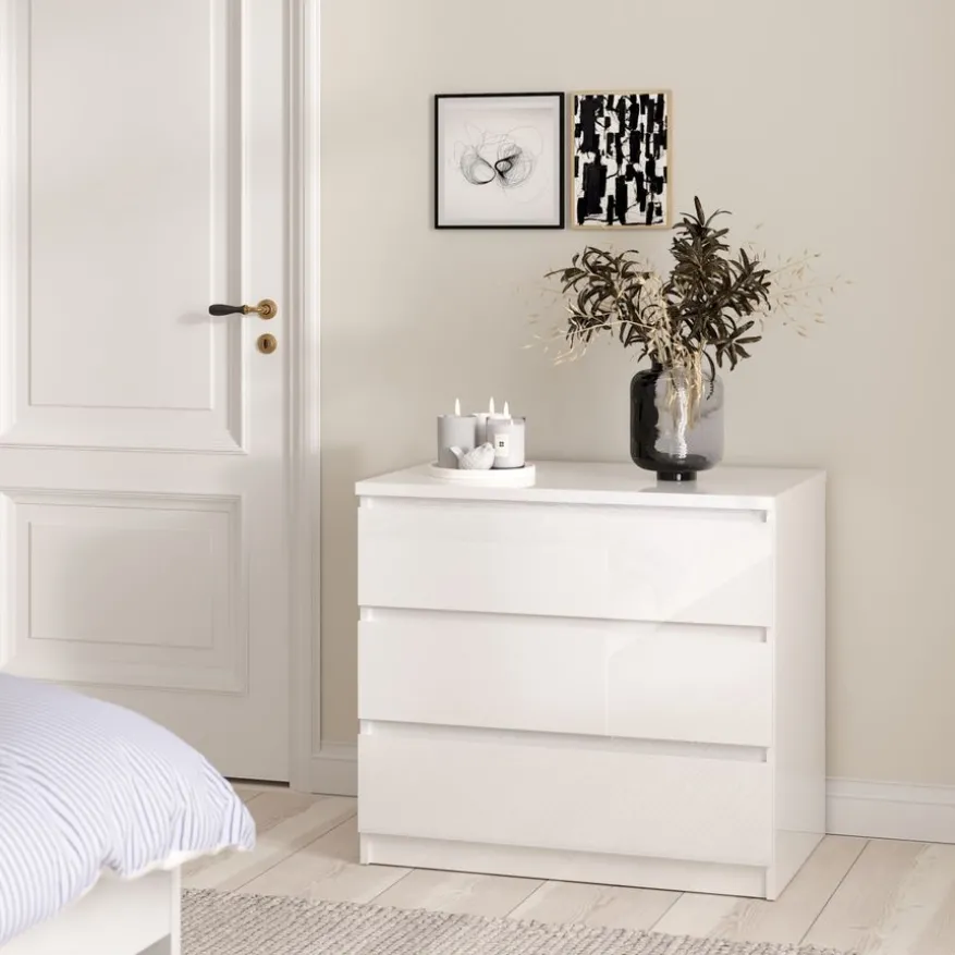Ladekast Luna Hoogglans Wit - 77x71x50 cm