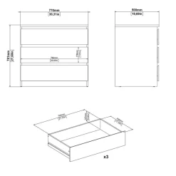 Ladekast Luna Hoogglans Wit - 77x71x50 cm