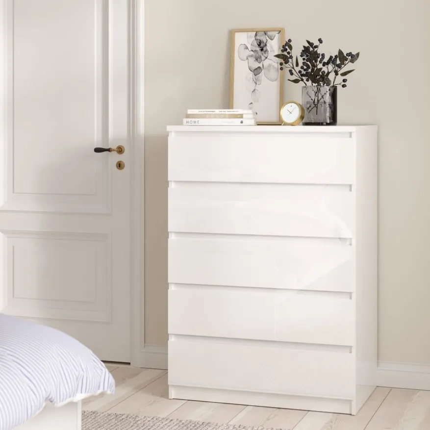 Ladekast Luna Hoogglans Wit - 77x112x50 cm