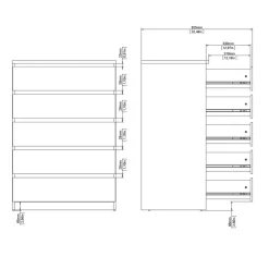 Ladekast Luna Hoogglans Wit - 77x112x50 cm