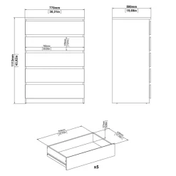 Ladekast Luna Hoogglans Wit - 77x112x50 cm