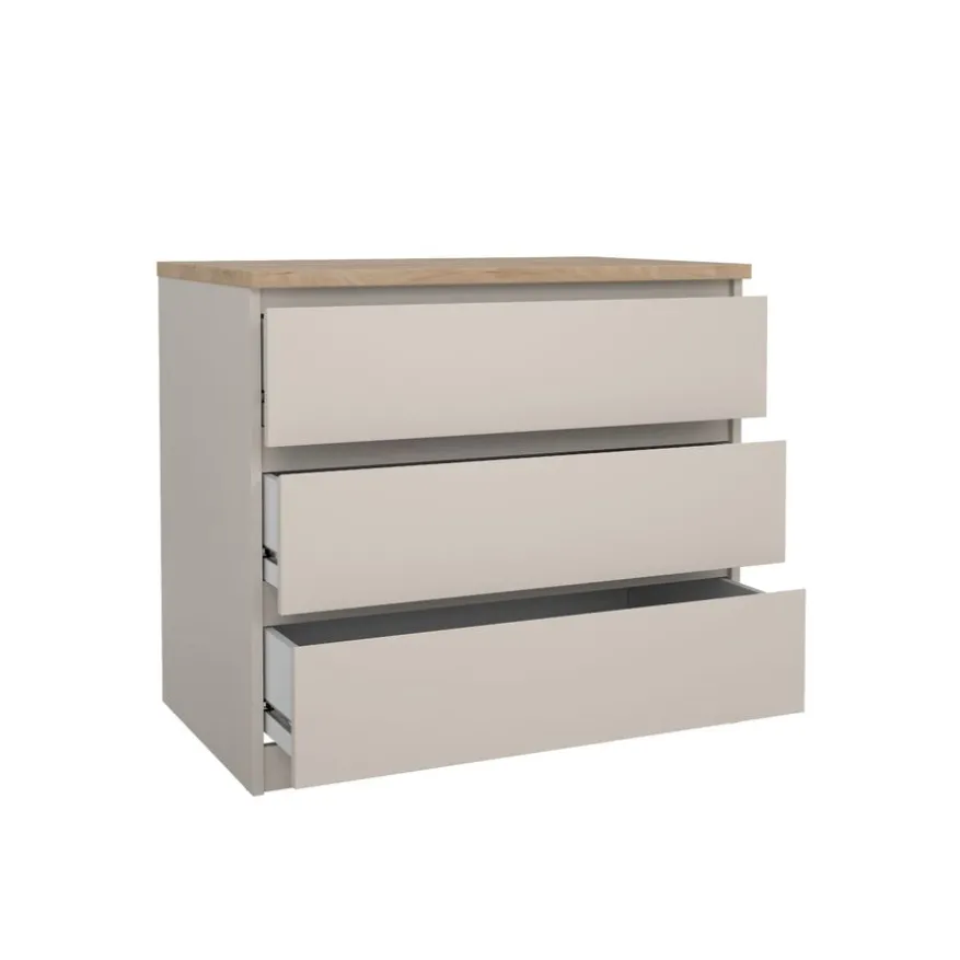Ladekast Luna Taupe / Eiken - 77x71x50 cm
