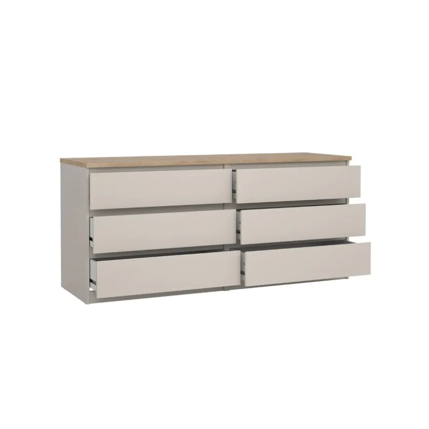 Ladekast Luna Taupe / Eiken - 154x71x50 cm