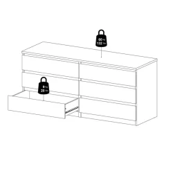 Ladekast Luna Wit - 154x71x50 cm