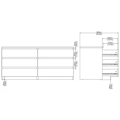 Ladekast Luna Wit - 154x71x50 cm
