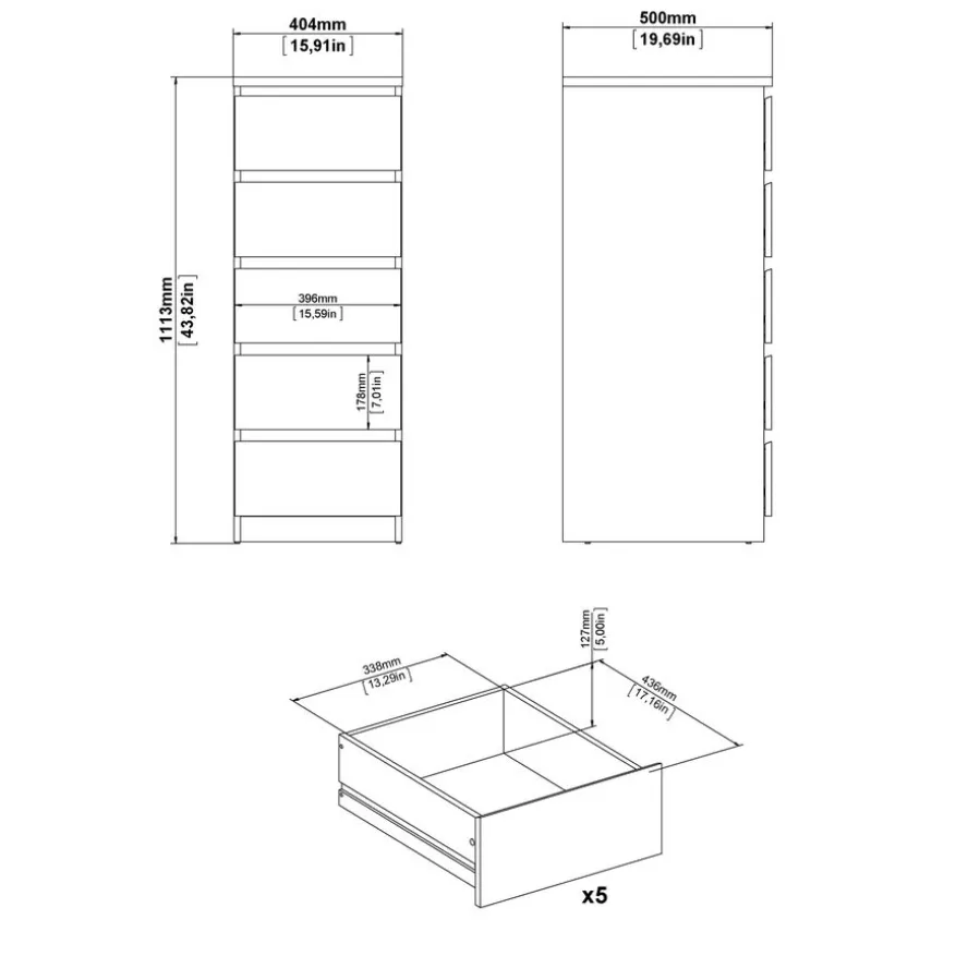 Ladekast Luna Wit - 41x112x50 cm