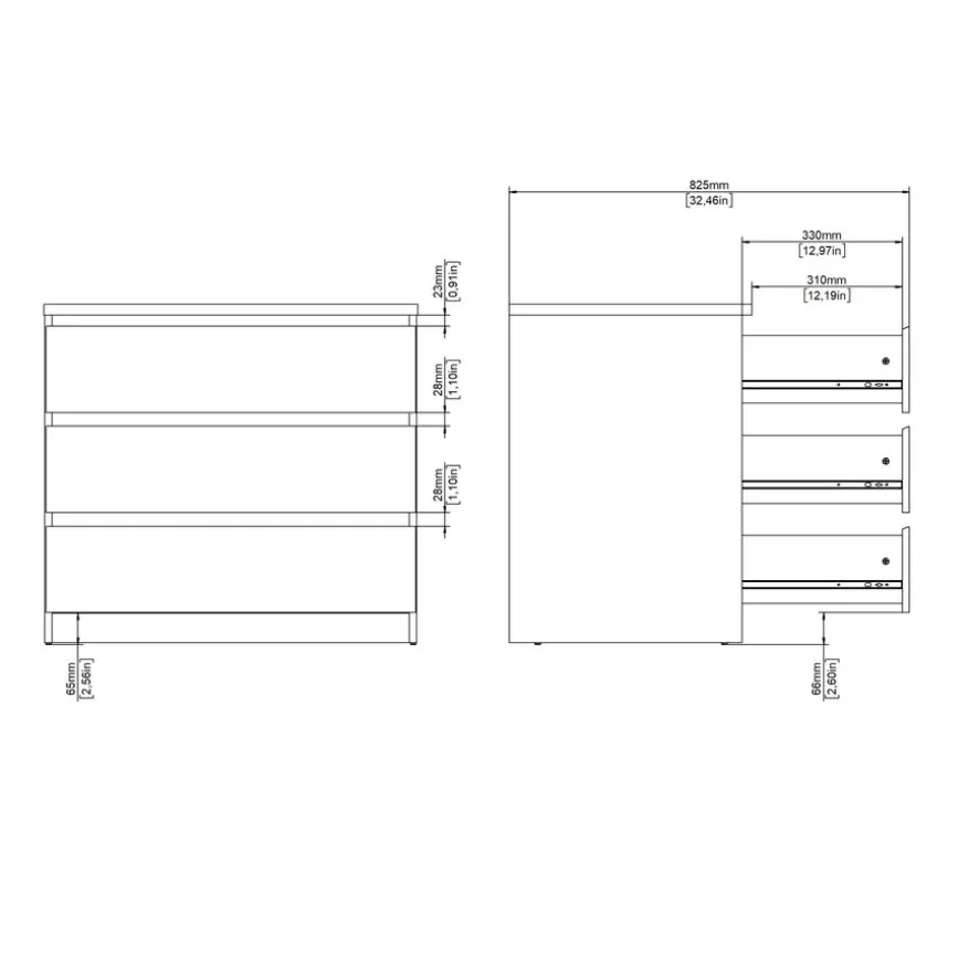 Ladekast Luna Wit - 77x71x50 cm
