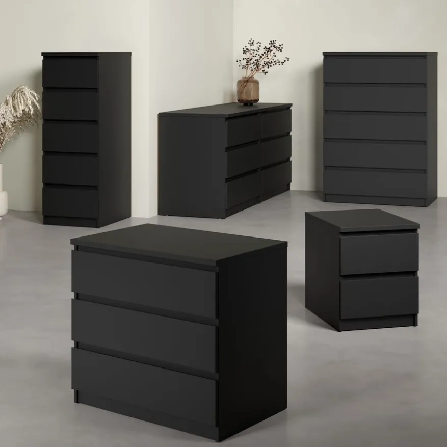 Ladekast Luna Zwart - 77x71x50 cm