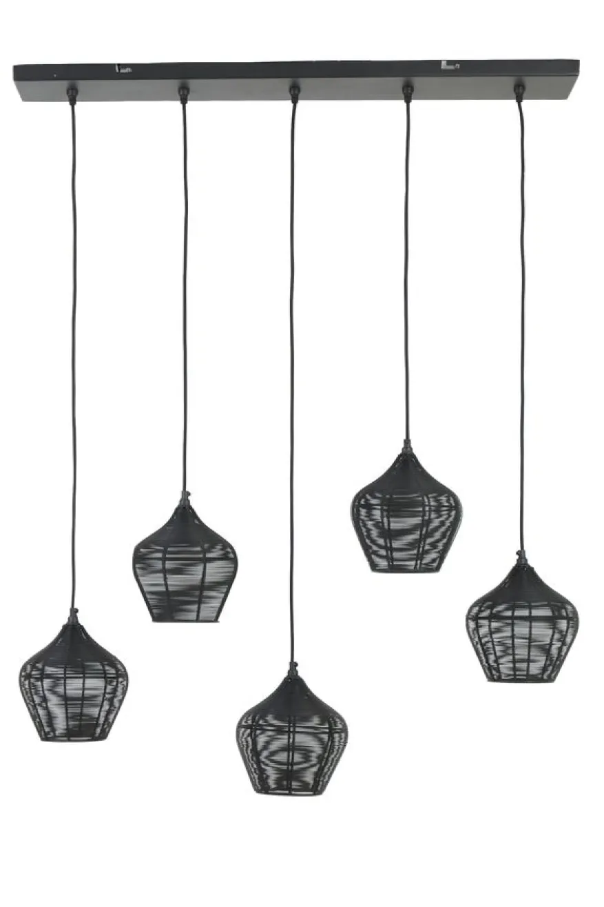 Light & Living Hanglamp Alvaro Zwart - 5 x E27 - 100 cm breed