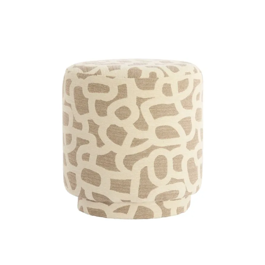 Light & Living Poef Davonte Taupe / Beige - Ø 40 cm