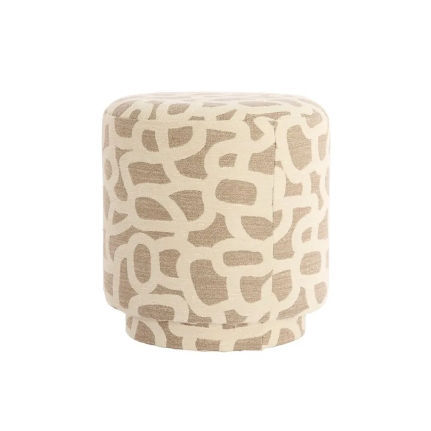 Light & Living Poef Davonte Taupe / Beige - Ø 40 cm
