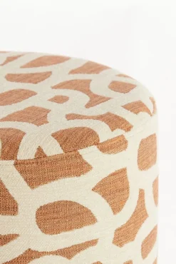 Light & Living Poef Davonte Terra / Crème - Ø 40 cm