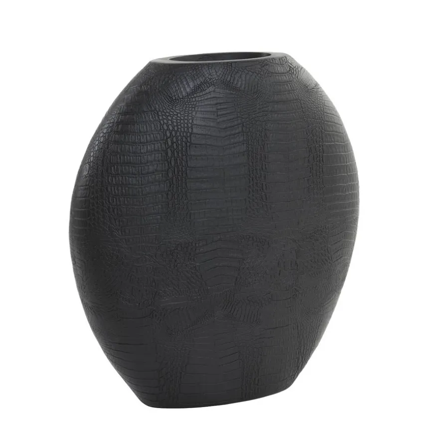 Light & Living Vaas Skeld Zwart - 40 cm hoog