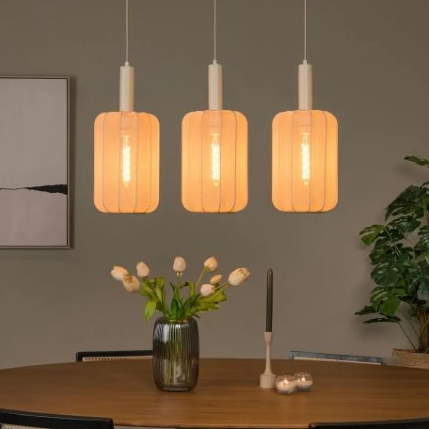 Lucide Hanglamp Corina Beige - 3 x E27 - 90 cm breed