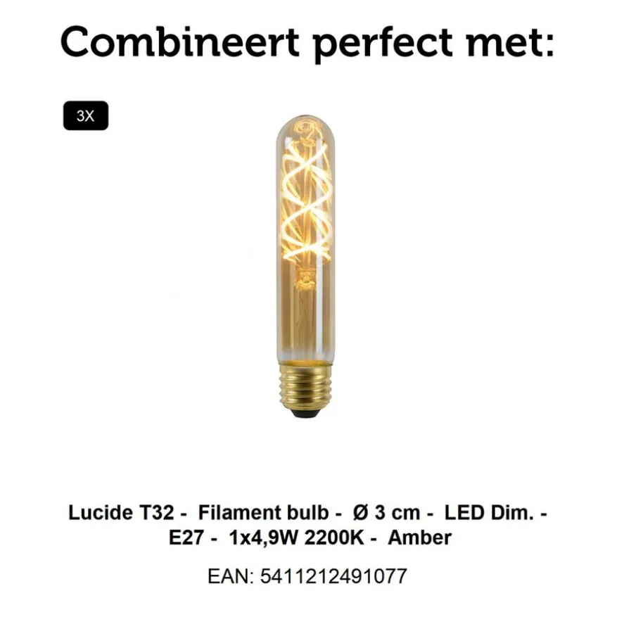 Lucide Hanglamp Corina Zwart - 3 x E27 - 90 cm breed