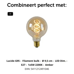 Lucide Hanglamp Danza Zwart - 3 x E27 - 130 cm breed