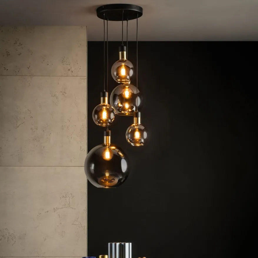 Lucide Hanglamp Julius Zwart - 5 x E27 - Ø 50 cm
