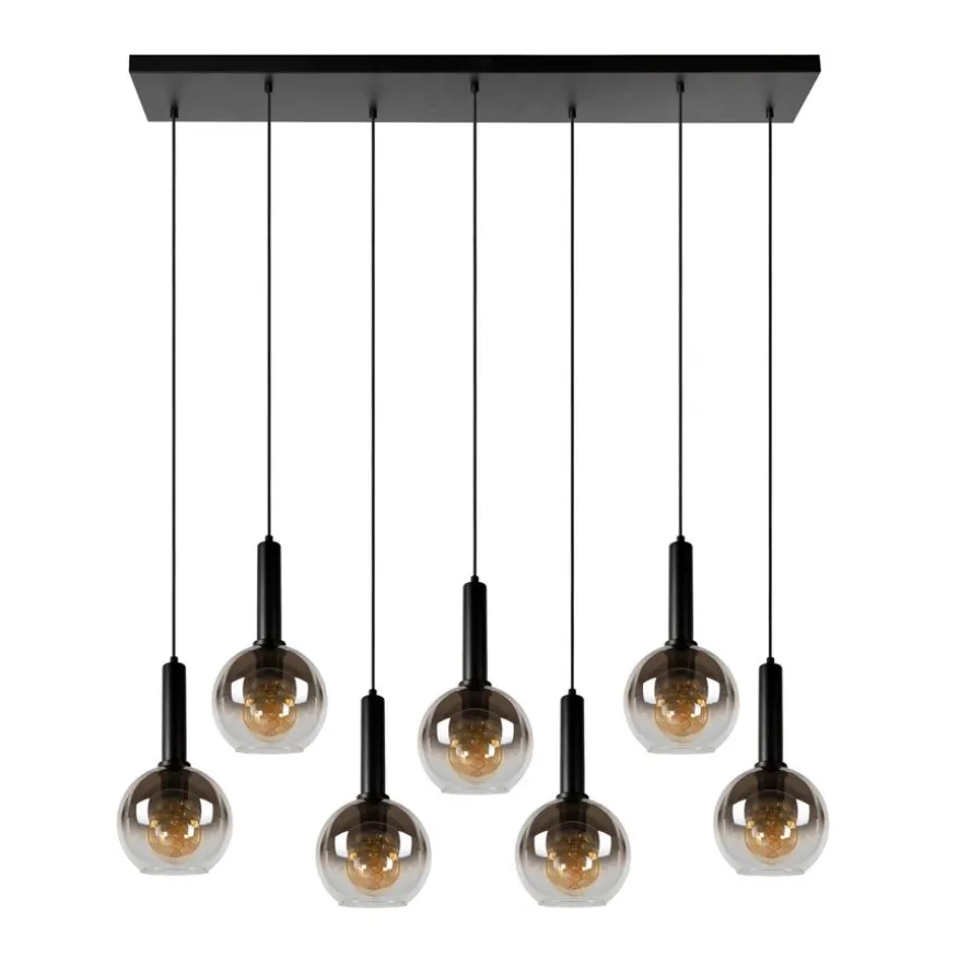 Lucide Hanglamp Marius Zwart - 7 x E27 - 130 cm breed