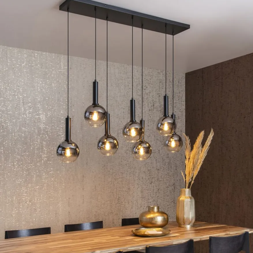 Lucide Hanglamp Marius Zwart - 7 x E27 - 130 cm breed