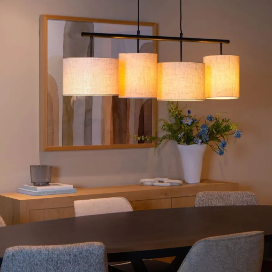 Lucide Hanglamp Maya Beige - 4 x E27 - 107 cm breed