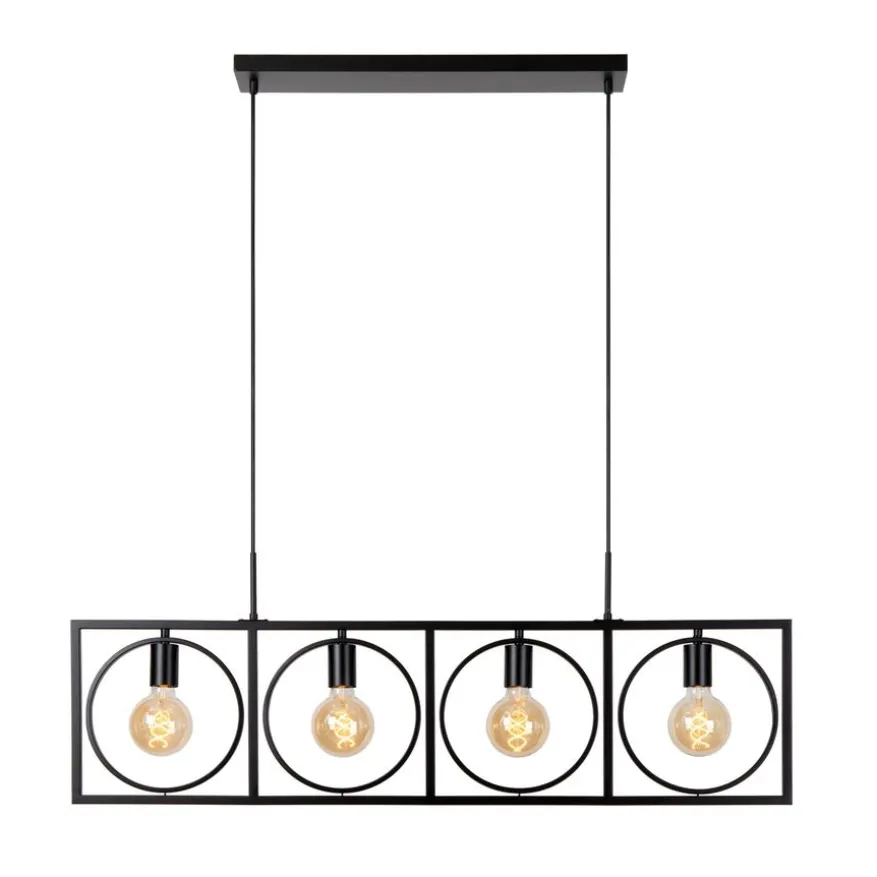 Lucide Hanglamp Suus Zwart - 4 x E27 - 108 cm breed