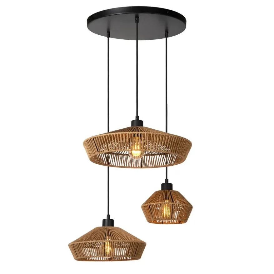 Lucide Hanglamp Yunkai Naturel - 3 x E27 - Ø 50 cm