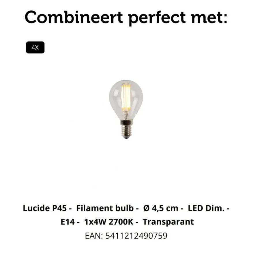 Lucide Plafondspot Bjorn Goud - 4 x E14 - 74 cm breed