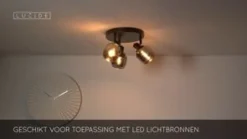 Lucide Plafondspot Bjorn Zwart - 4 x E14 - Ø 38 cm