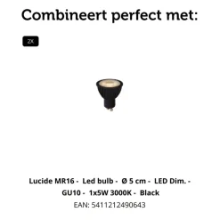 Lucide Plafondspot Clubs Zwart - 2 x GU10 - 31x9 cm