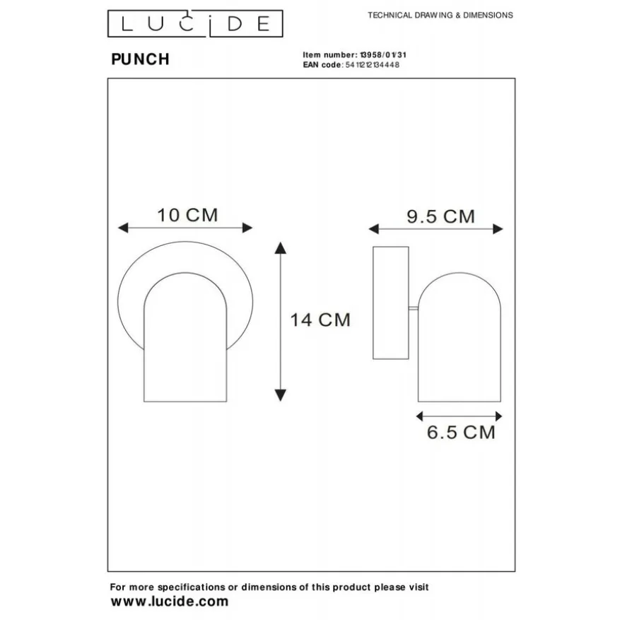 Lucide Plafondspot Punch Wit - GU10 - Ø 10 cm