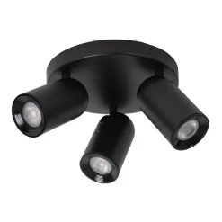 Lucide Plafondspot Punch Zwart - 3 x GU10 - Ø 21 xm