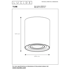 Lucide Plafondspot Tube Wit - GU10 - Ø 10 cm