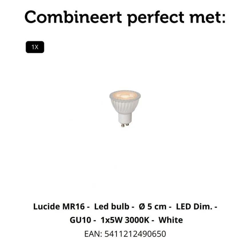 Lucide Plafondspot Tube Wit - GU10 - Ø 10 cm