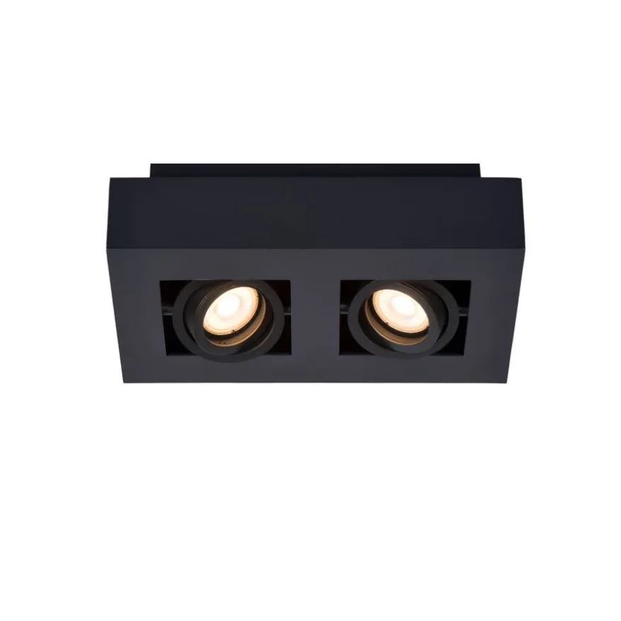 Lucide Plafondspot Xirax Zwart - 2 x GU10 - 14x25 cm