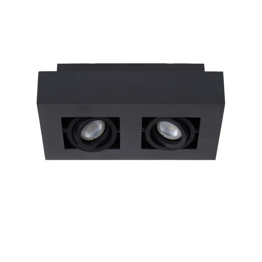 Lucide Plafondspot Xirax Zwart - 2 x GU10 - 14x25 cm