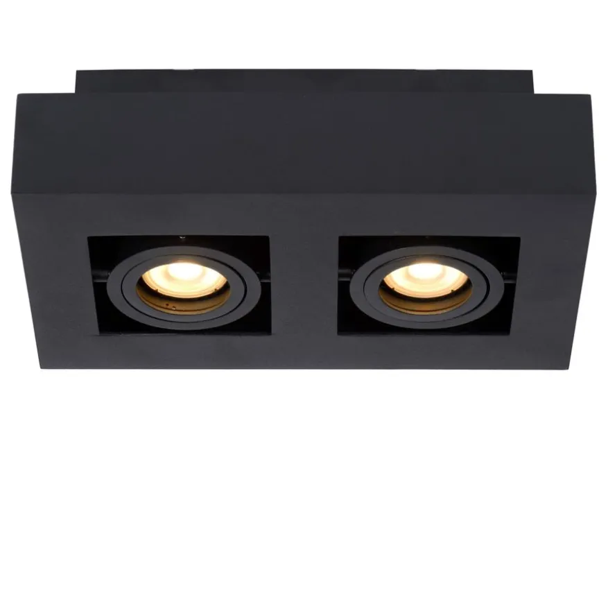 Lucide Plafondspot Xirax Zwart - 2 x GU10 - 14x25 cm