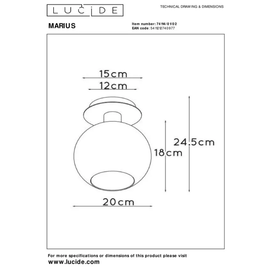 Lucide Plafonniere Marius Goud - E27 - Ø 20 cm