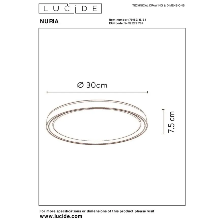 Lucide Plafonniere Nuria Wit - LED - Ø 30 cm