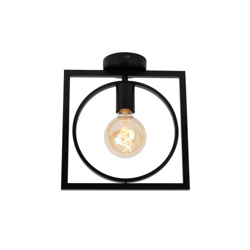 Lucide Plafonniere Suus Zwart - E27 - 28x24 cm