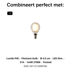 Lucide Tafellamp Cosby Wit - E214 - 33 cm hoog
