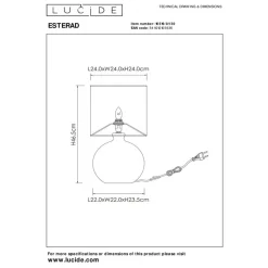 Lucide Tafellamp Esterad Zwart - E14 - 47 cm hoog
