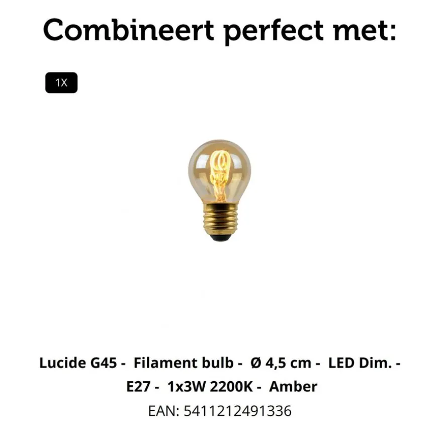 Lucide Tafellamp Fungo Oranje - E27 - 28 cm hoog