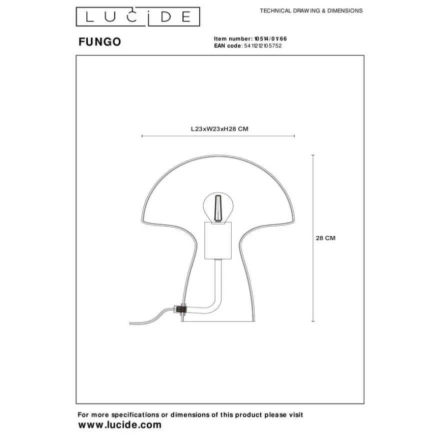 Lucide Tafellamp Fungo Roze - E27 - 28 cm hoog