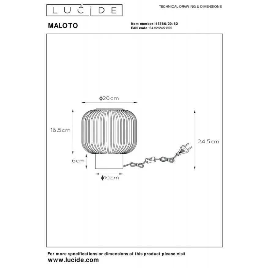 Lucide Tafellamp Maloto Goud - E27 - 25 cm hoog