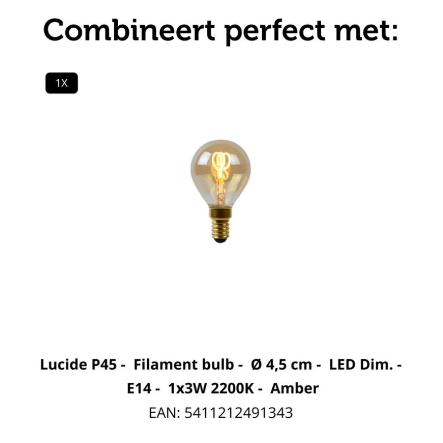 Lucide Tafellamp Suzy Zwart - E14 - 16 cm hoog