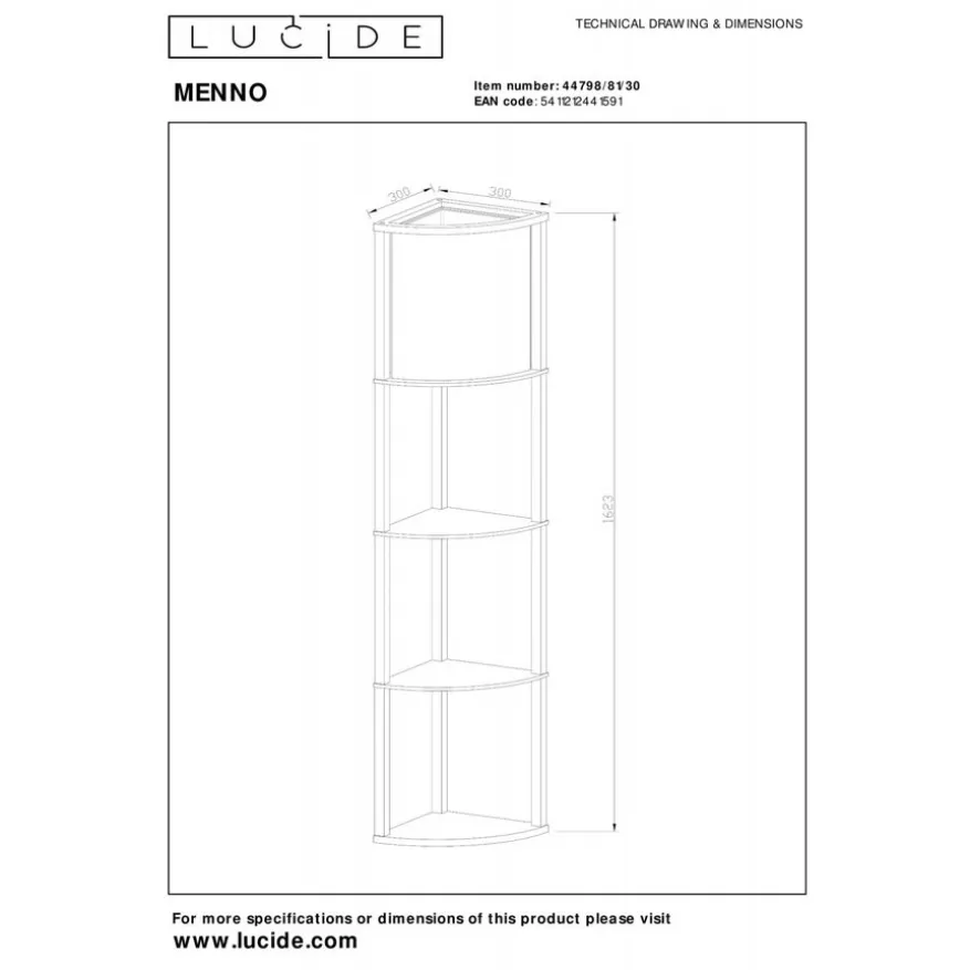 Lucide Vloerlamp Menno Zwart - E27 - 163 cm hoog