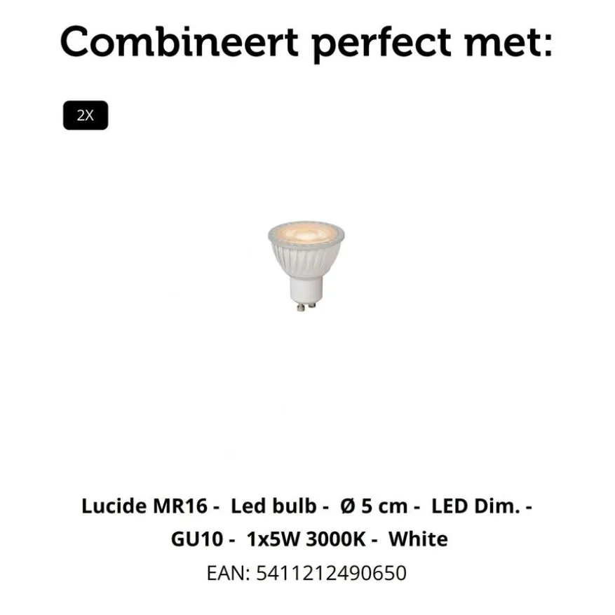Lucide Wandlamp Bondi Wit - GU10 - 18 cm hoog