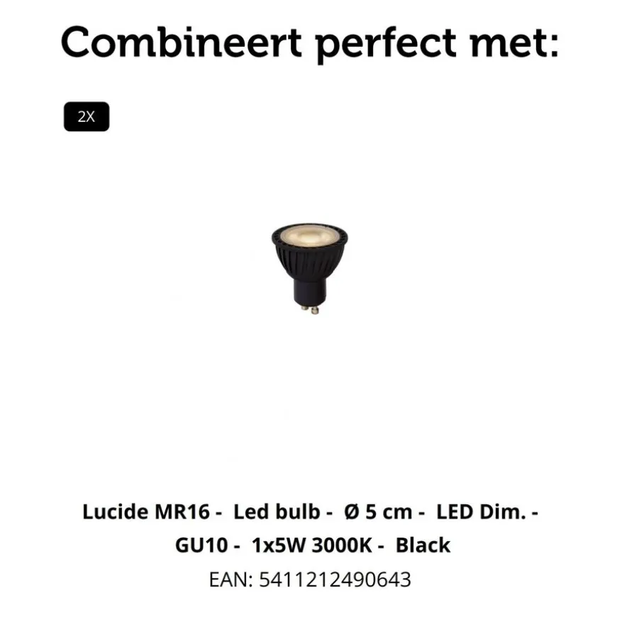 Lucide Wandlamp Bondi Zwart - GU10 - 18 cm hoog